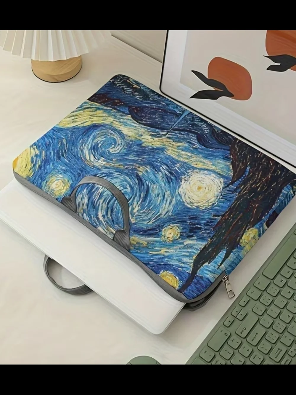 Starry Night Laptop Sleeve - Swirling Blue Print
